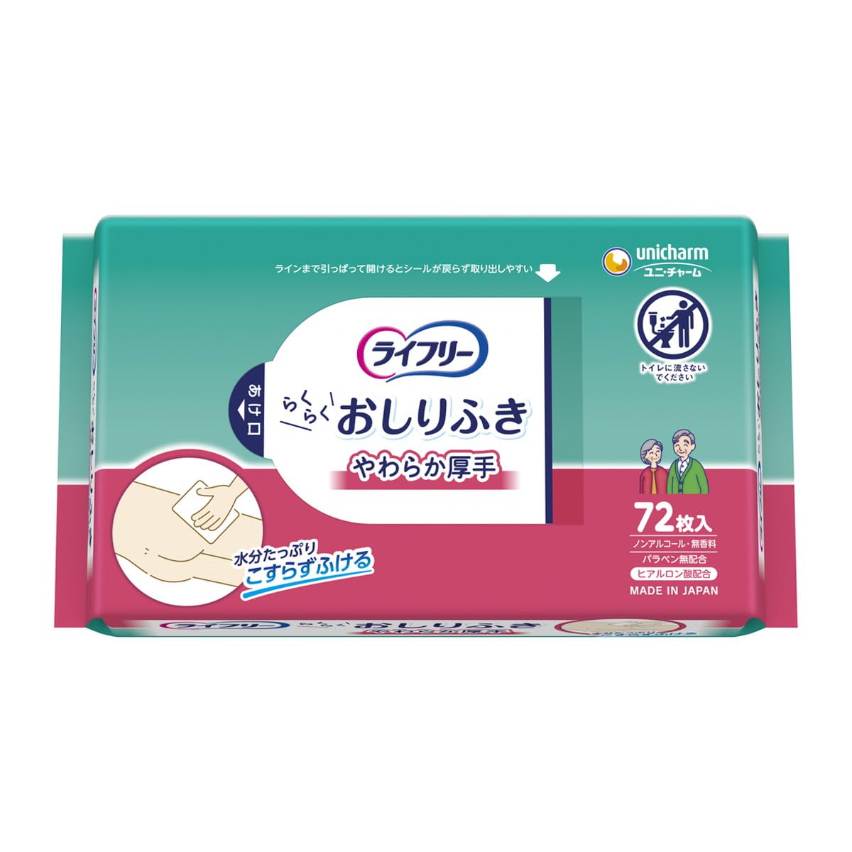 

Lifree Adult Wet 72 sheets Wipes, No-Rubbing, Refreshing, белый