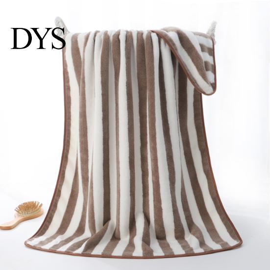 Spa Towel Bath Super Soft Wide Striped Non-Fading Highly Absorbent Ultra-Thick Absorb Water Coral Velvet Thickened Face Washcloth Home Supplies