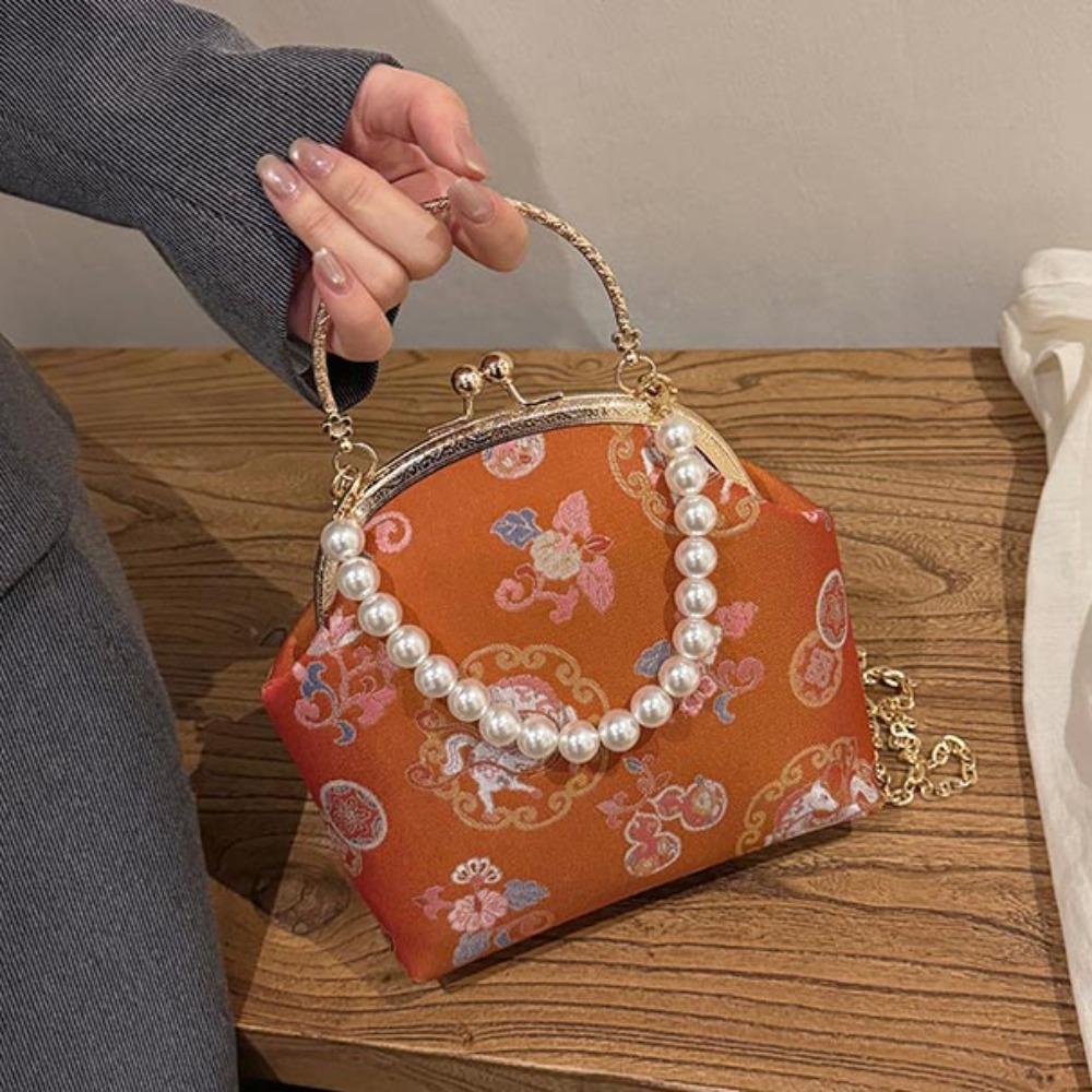 Pearl Embroidery Banquet Bag Cheongsam Accessories Hanfu Clutch Bag Chinese Style Handbag  Party