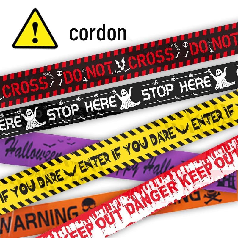 Ghostly Halloween Warning Tape - Spooky House Decoration