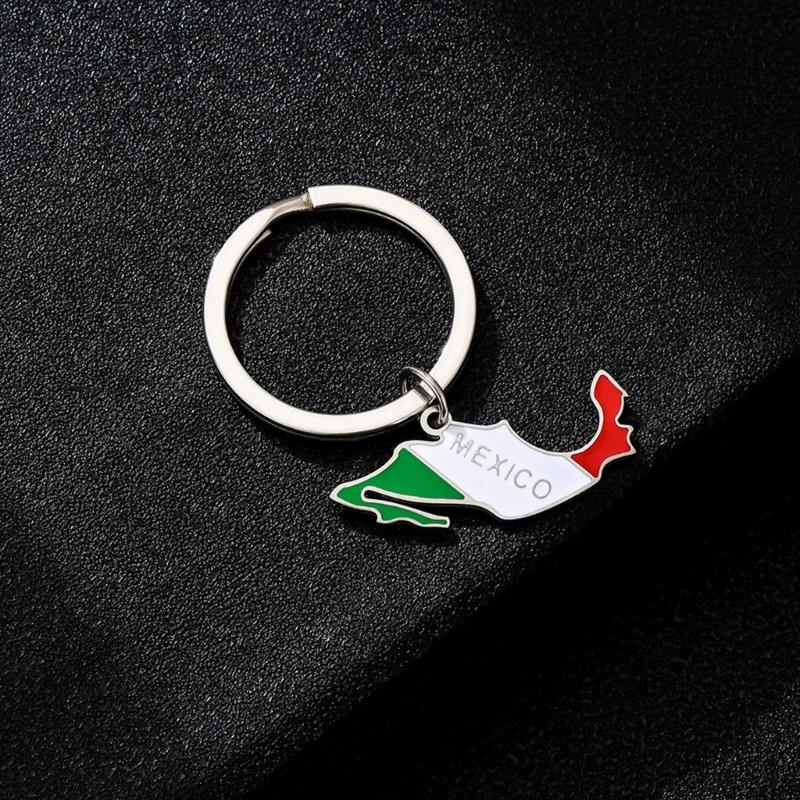 Mexico Map Flag Keychain Stainless steel Map Charm Keyring Remembrances Jewelry