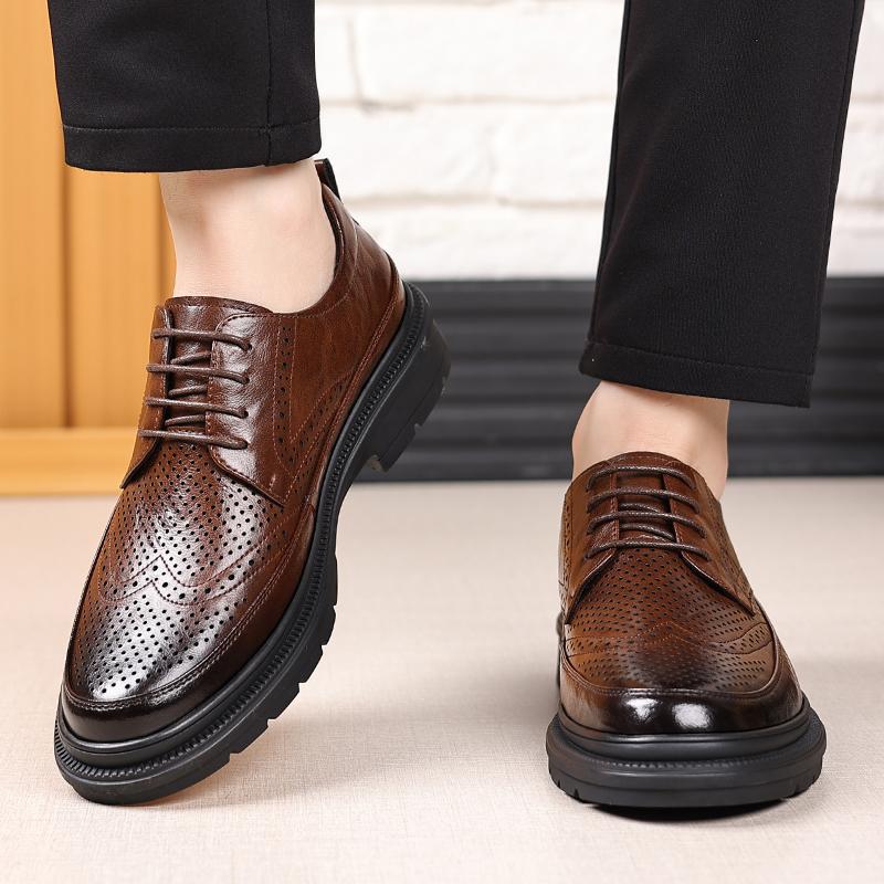 Fashion 2024 Natural Leather Hot Sale Men's Shoes Summer Fashion Trend Comfortable High Quality Thick Bottom Outdoor Brock Man Shoes