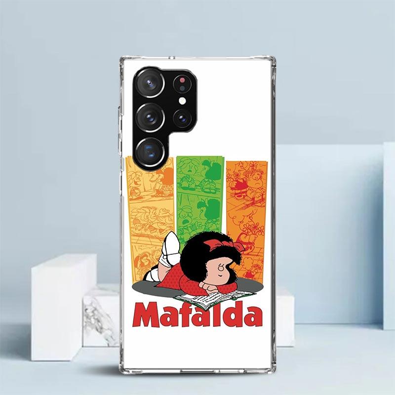 Cartoon Cute Mafalda Phone Case For Samsung Galaxy S24 S25 Edge S26 Ultra S22 S23 Plus S21 + S20 FE Soft TPU Back Cover Galaxy S