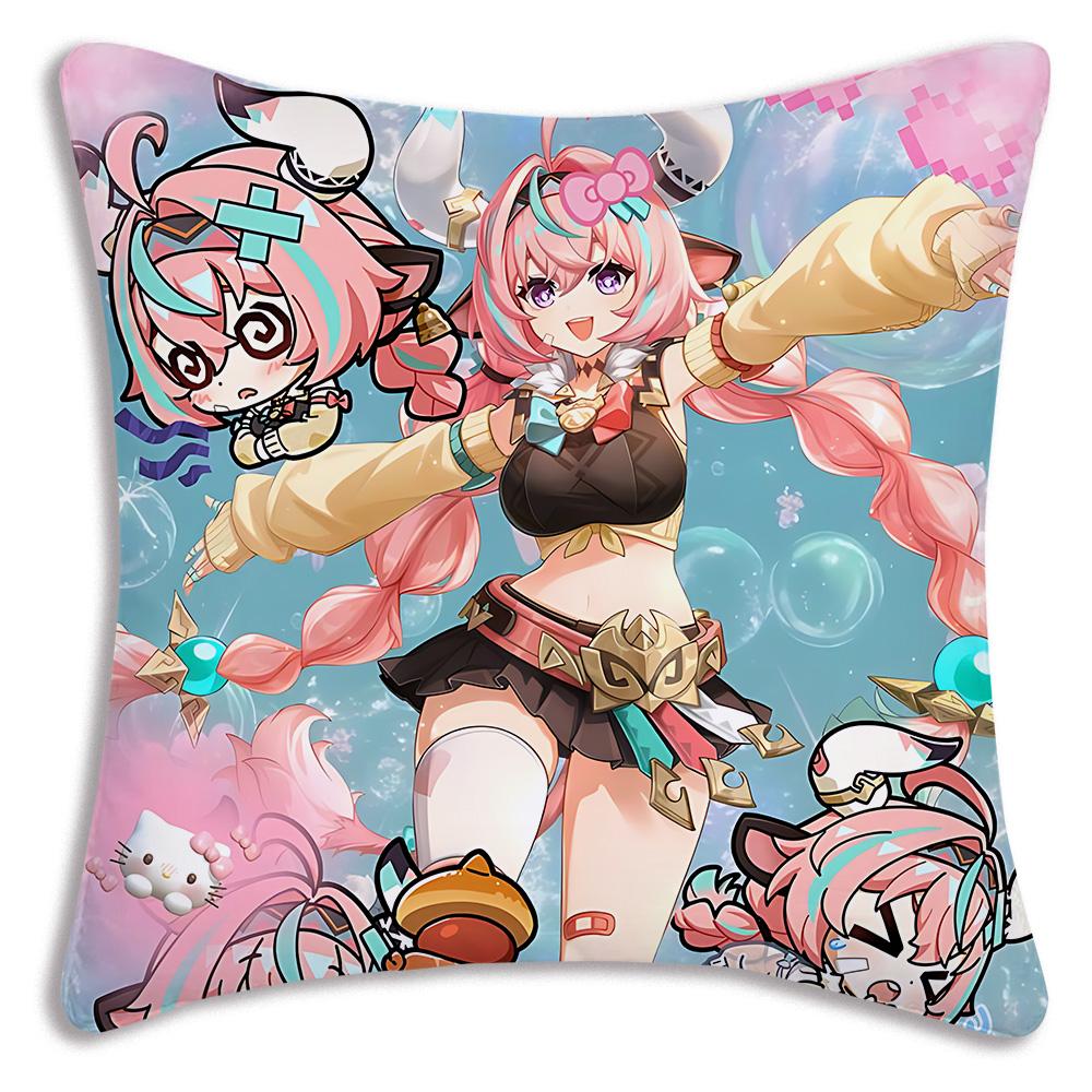 Hot Anime Genshin For V-Varesa Pillow Covers Cartoon Sofa Decorative Home Double-sided Printing Short Plush Cute Cushion Cover