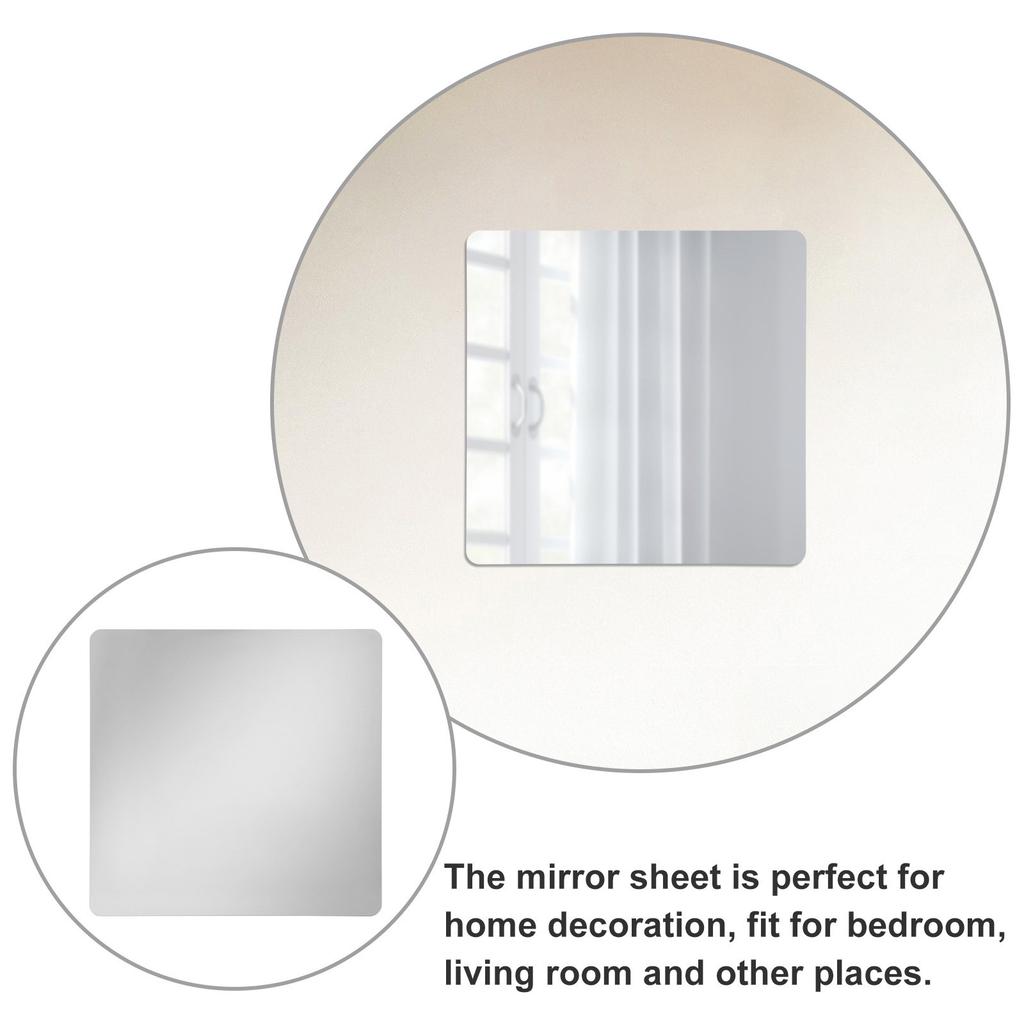 2Pcs Mirror Tiles Acrylic Self Adhesive Bathroom Wall Decor Stick On Mirrors Wardrobe Doors Square Mirror Sheets