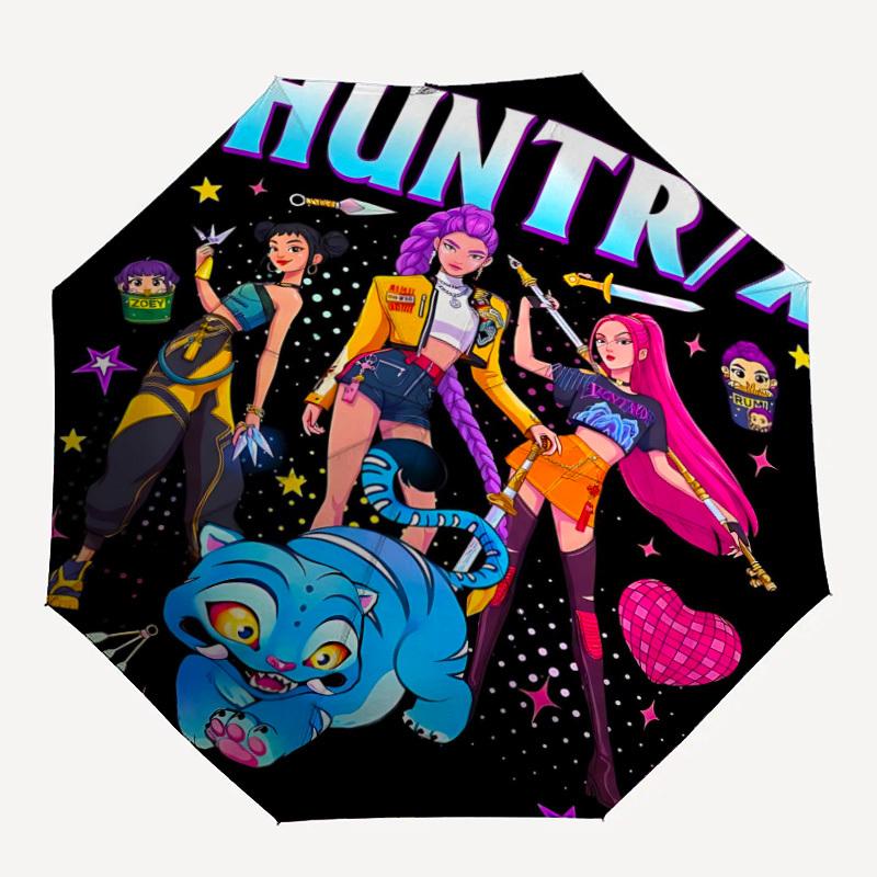 

1 шт. HUNTRX, Автоматична складана парасолька з персонажами, Міцний пластик та залізо, Легка для використання на вулиці та щодня 023