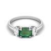 925 Sterling Silver Emerald Three Stone Ring