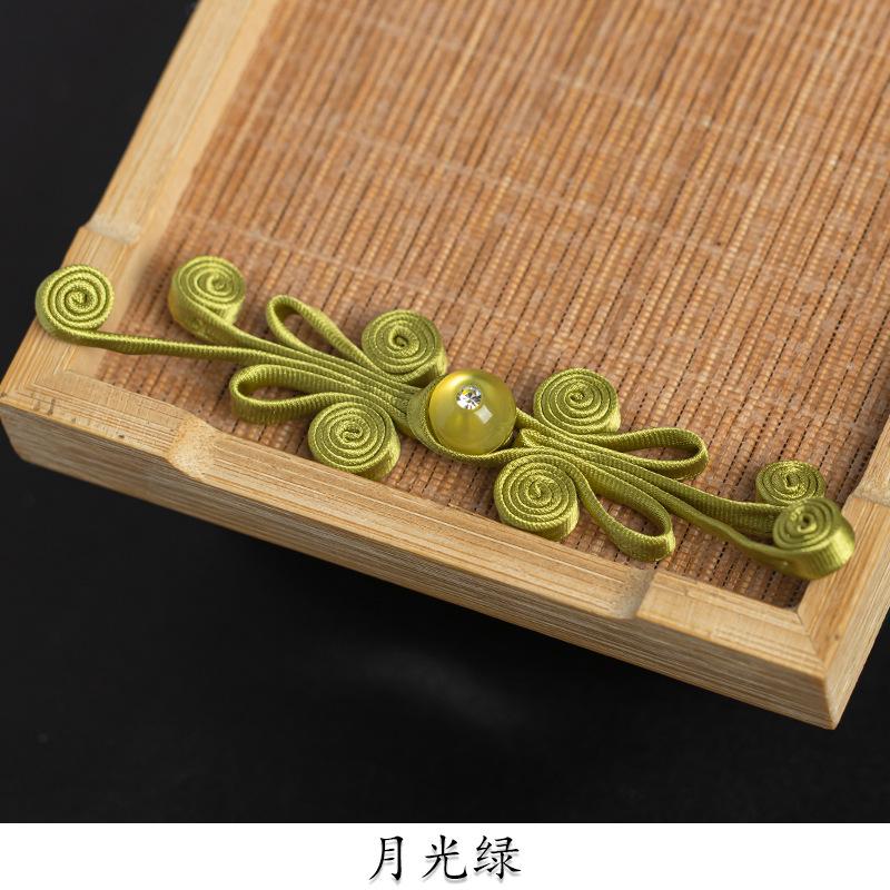 5 Pair New Chinese Hanfu Plate Button Jade Bead Four Wel Butterfly Button Chinese Style Hand Woven Button Qipao Decorative