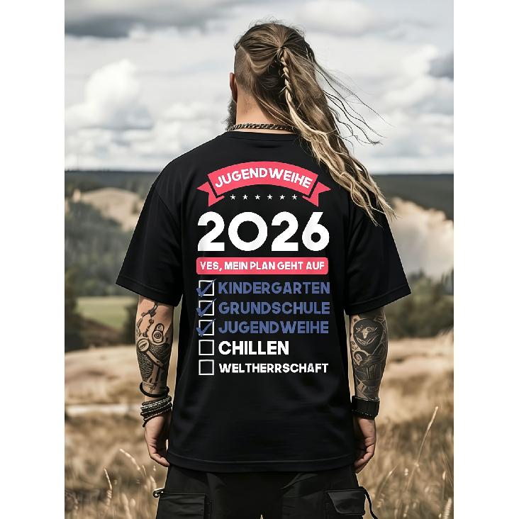 Men's & Unisex 2026 Jugendweihe T-Shirt - Funny "Yes My Plan Worked" Teen Gift, Breathable Round Neck Tee Suitable for & Girls, Casual for All