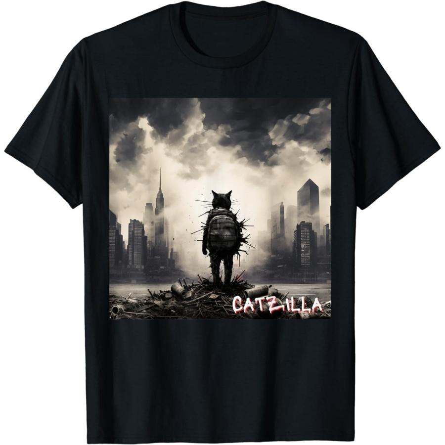 Figured Catzilla Shirt Cat Funny T-Shirt Japanese Art Cat Tshirt for Men Women W_Kitten Myth S