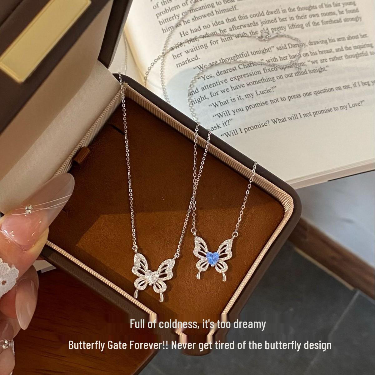 

Колье из стерлингового серебра S925 с драгоценным камнем в виде бабочки - Коллекция «Сон в летнюю ночь», 2025 Phantom Butterfly-Blue