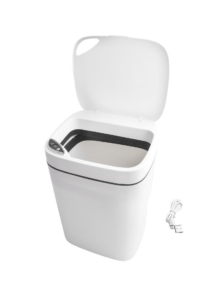 

Hygienic Rubbish Bin 14L Sensor Rubbish Bin Home Abs Plastic Material Built-in Sensor Operation Easy Lid Operation білий