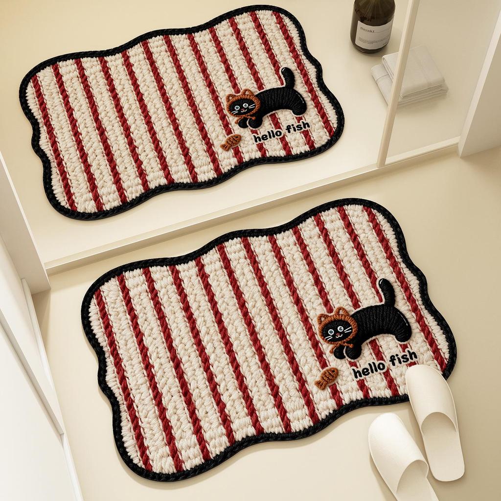 Cartoon Cute Quick-Dry Non-Slip Bathroom Mat - Absorbent, Dirt-Resistant, Easy-to-Clean Diatomaceous Earth Design.