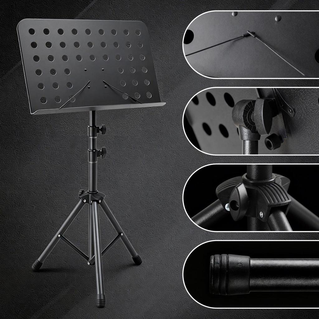 Individually Packaged Height-Adjustable Colored Folding Music Stand - Extra Thick and Large