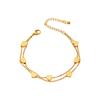 Elegant EU-US Style Double-Layer Heart Bracelet - Cute, Simple, 18K Gold-Plated Stainless Steel Jewelry