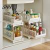Double-layer Bathroom Organizer Sliding Under-sink Storage Rack Double-Layer Design Large Capacity Kitchen Shelf Strong Load-bearing Easy Assembly