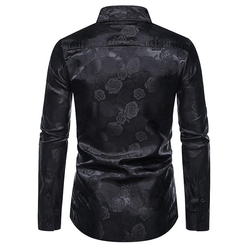 Uzun kollu Moda Gül Baskı Gömlek İnce Resmi Günlük Erkek İlkbahar ve Sonbahar Erkek Yeni Üstleri