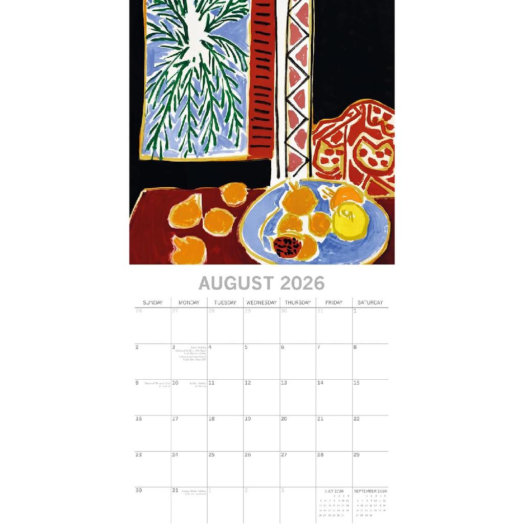 2026 Square Wall Calendar - Matisse 12 x 12 Inch Monthly View, 16-Month, Art Theme, Includes 180 Reminder Stickers