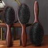 Boar Bristle Brush Wood Natural Hair Brush Dry Wet Detangle Wood Combs For Women Barber Beauty Care Paddle Scalp Massage Brush