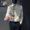 Youth Handsome Trendy Fashion Design High Grade Shirt Men's Panelled Lapel Button Patchwork Spring New Slim Thin Long Sleeve Top