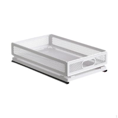 Expandable Cabinet Organizer with Sliding Basket for Office Use