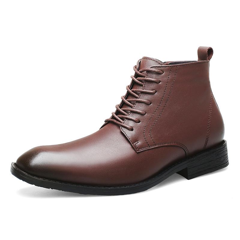 

Autumn new outdoor travel high-top leather shoes light luxury high-quality lace-up casual shoes 47 темно-коричневого кольору