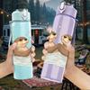 1PC Twin Floating Otters 750ml Color Plastic Sports Water Bottle Leakproof Flip Straw Lid Suitable for Sports Office Home Use