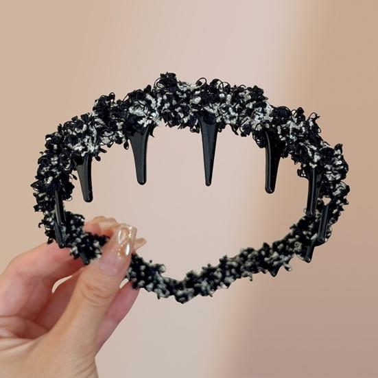 Wavy Headband Tweed Texture Non-Slip Braided Toothed Design Hair Hoop Women Volume-boosting Headband