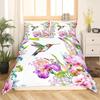 Home Textile Three-Piece Set Flowers, Birds And Butterflies Cartoon Digital Printed Quilt Pillowcase Bedding