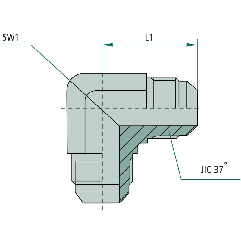 Connector, elbow connection, WA 9/16 -JIC x 9/16 -JIC 14 GRANITE