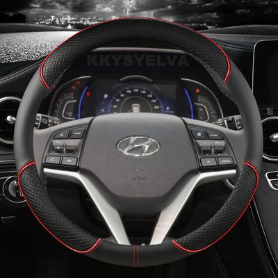 Microfiber Leather Car Steering Wheel Cover Non-Slip 38cm 15" For Hyundai Tucson 3 2015 2016 2017 2018 Auto Accessories