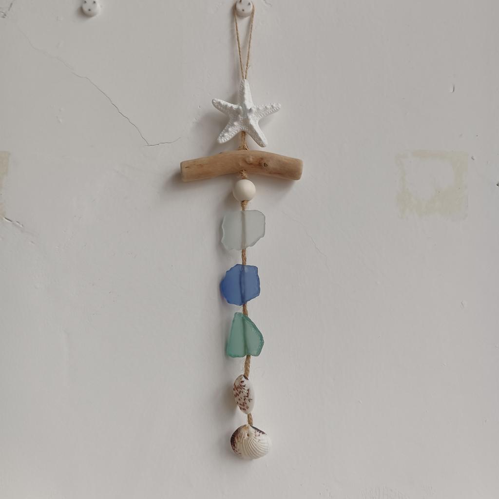 Driftwood Starfish Hanging Ornament Natural Beach Decor Coastal Wall Art Nautical Home Decoration Handmade Rustic Seaside Accessory