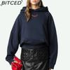BITCED Women's Winter Printed Fleece-Lined Hooded Sweatshirt