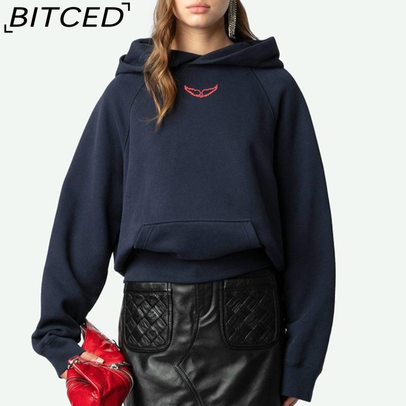 BITCED Women's Winter Printed Fleece-Lined Hooded Sweatshirt