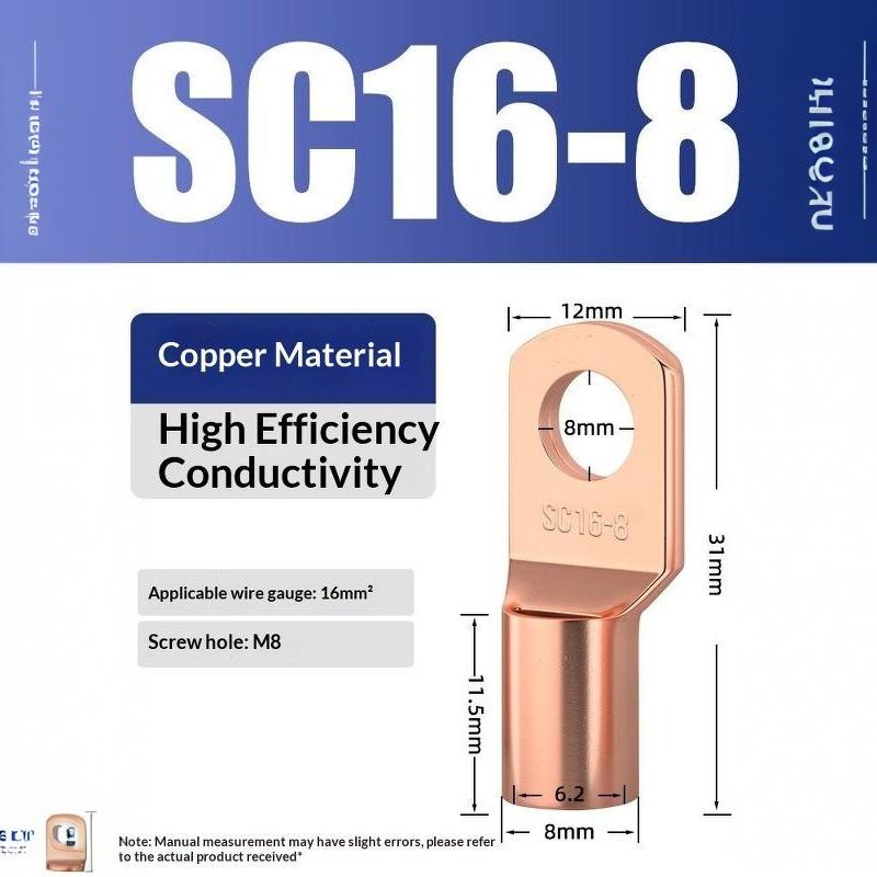 Cd Copper Lug Ring Wire Connectors Bare Cable Electric Crimp Terminal Sc4-6 Sc6-6 Sc6-8 Sc10-6 Sc16-6 Sc16-8 Sc25-8