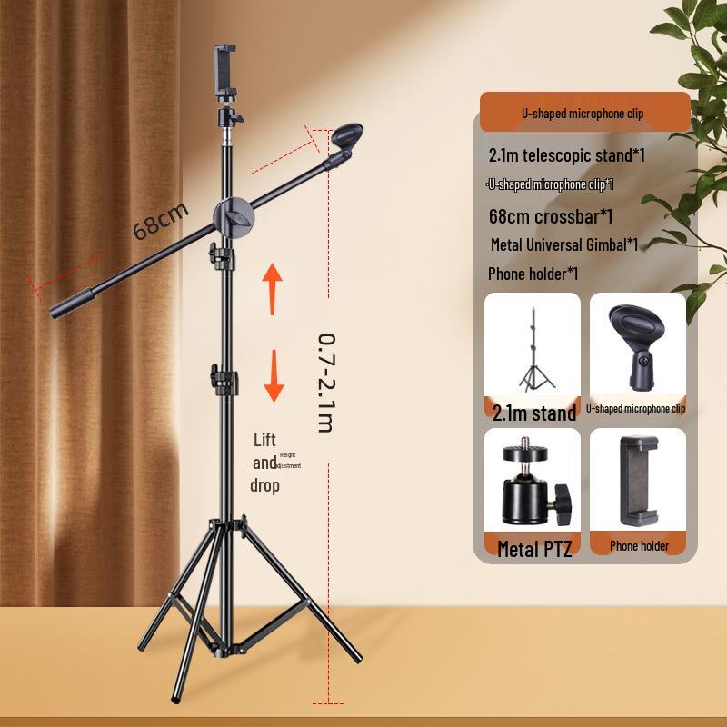 Regulowany Metalowy Statyw Mikrofonowy na Scenę i do Streamingu