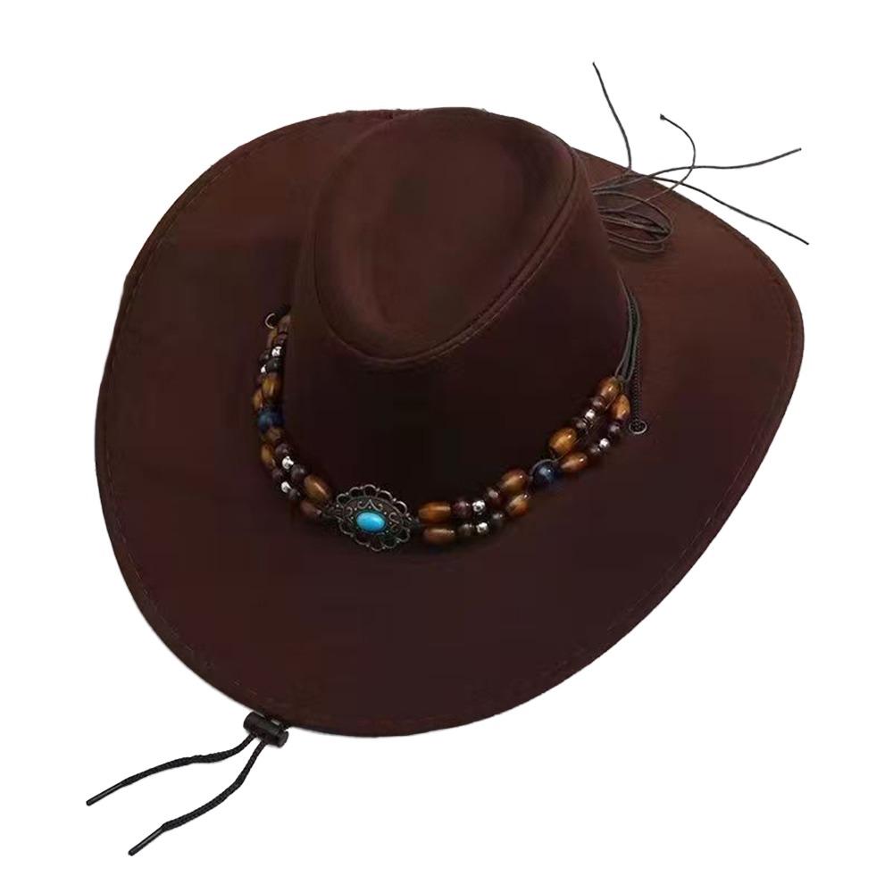 

New Artificial Suede Western Cowboy Hat Tibetan Style Felt Top Hat Soft Curved Brim Roll Brim Cowgirl Cap Outdoor Riding кофейный