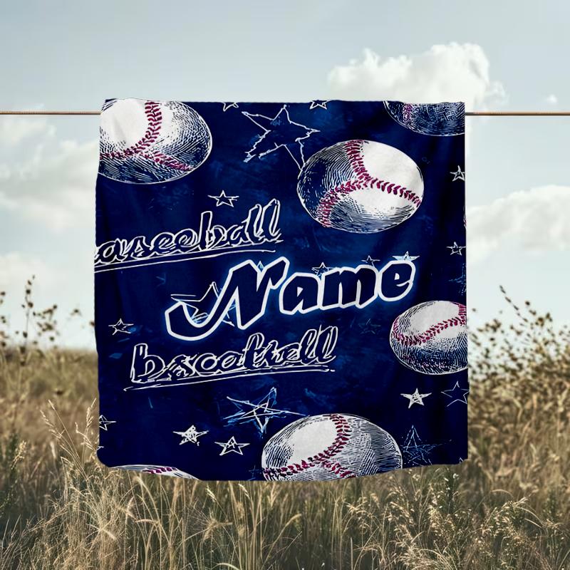1PC Custom Name Baseball Stars outdooor Flannel blankets Throw Blanket All-Season Throw Gift Bedspread for Couch, Bed, Camping Holiday Birthda