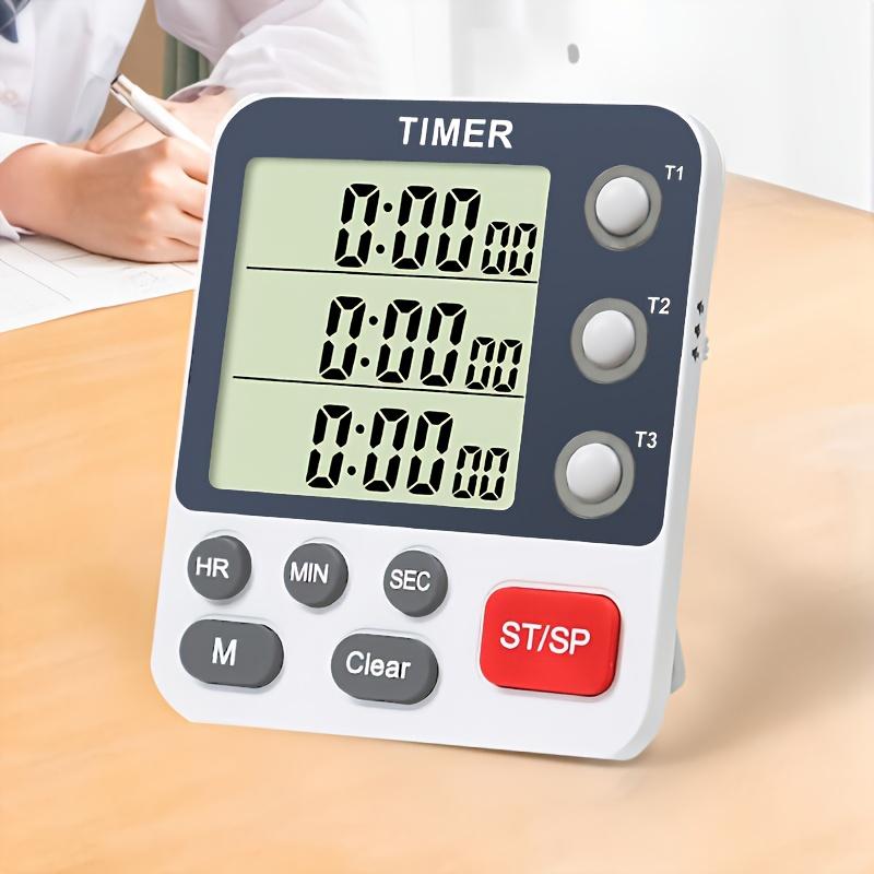 Versatile Digital Kitchen Timer with Memory 3Channel Countdown Up, Magnetic Backing, Adjustable Volume,Electronic Stopwatch AAA Batteries Not Included
