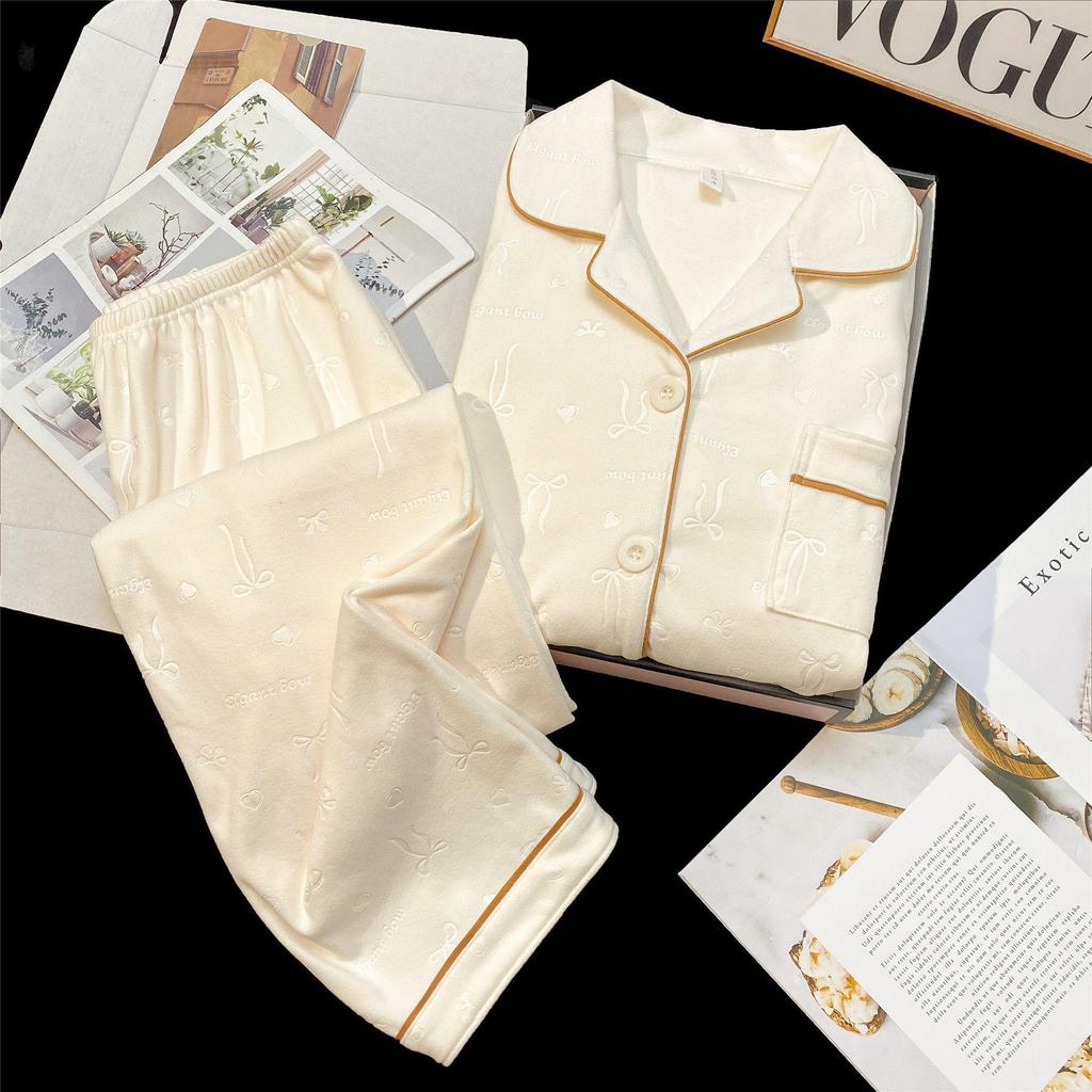 Women's Cloud Cotton Lace Pajama Cardigan Set - Spring & Autumn Collection