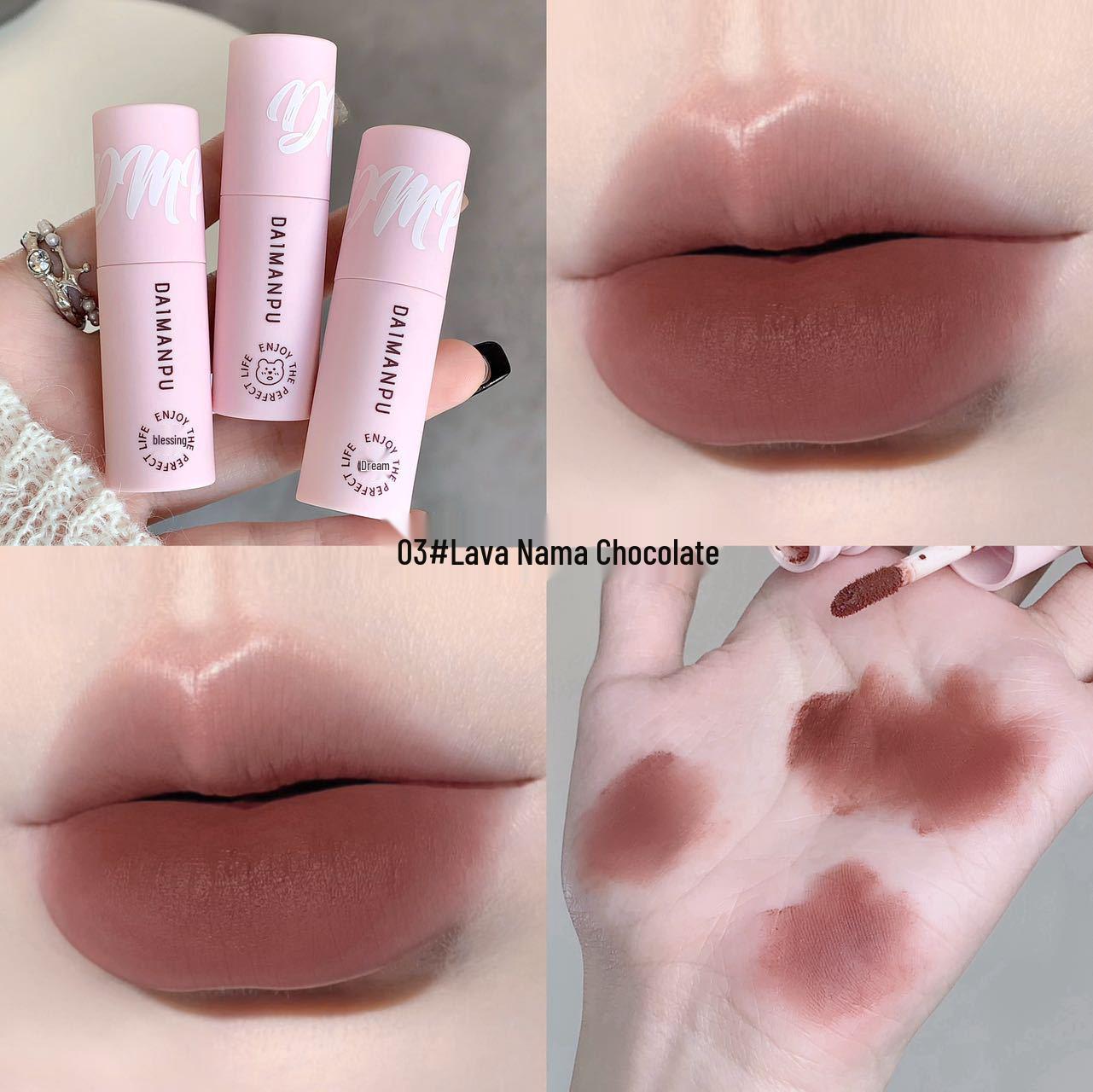 

Daimanpu Little Bear Matte Lip Glaze: Velvet Autumn/Winter Lipstick for a Bright, Student-Friendly Look.