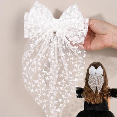 1PC Sweet Lace Large Bow Hair Clip Elegant Embroidery Double-Layer Bownot   GirAccessories Headwear Gift