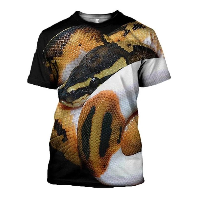 3D Print Animal Snake Sport Quick-dry Breathable Men T-shirt Outdoor Street Cosplay Party Short Sleeve
