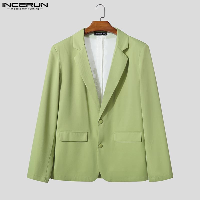 INCERUN Sacouri subțiri de petrecere pentru bărbați cu mânecă lungă, cu dantelă la spate și cusături transparente