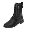 Velvet Boots with Round Toe, Low Heel, Side Zipper, Square Heel, Large Size, Midsole, Retro Knight Leather Boots for Women