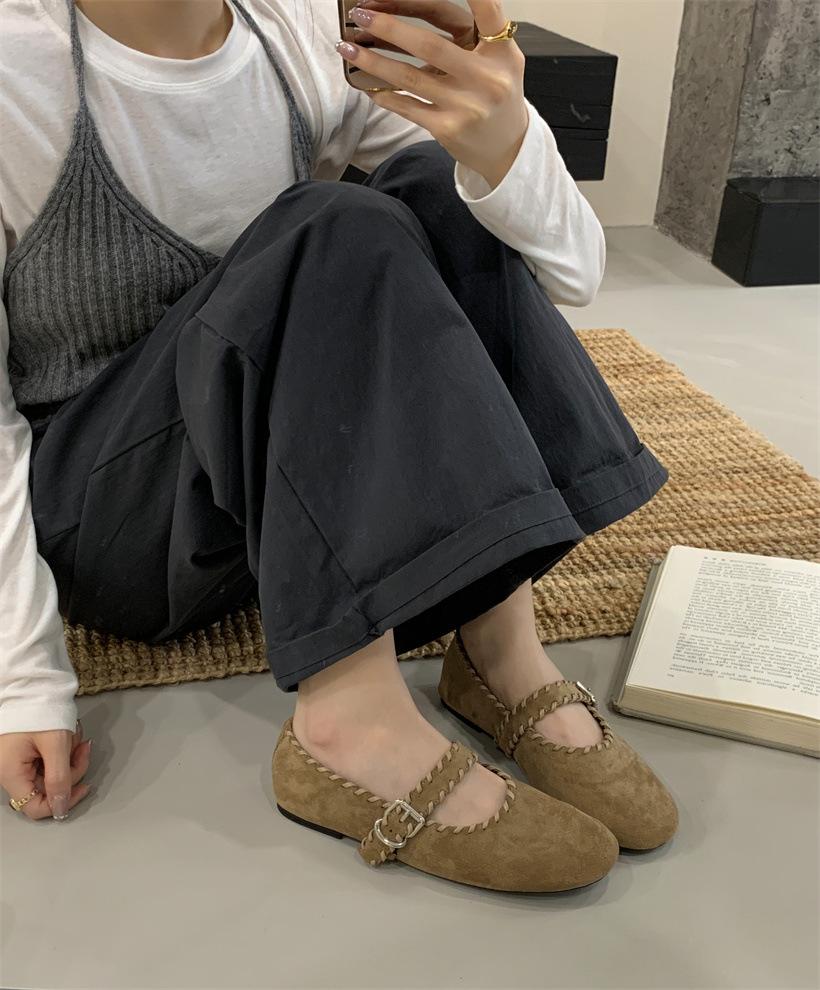 

Low heel 2cm retro round head with Mary Jane women s shoes French soft-soled single shoes 39 хаки
