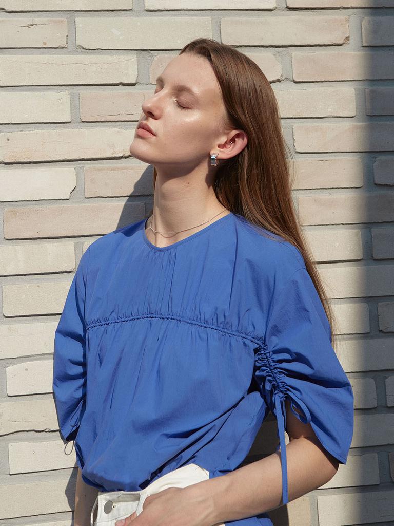 Myue Sierra Shirring Detail Blouse - Royal Blue
