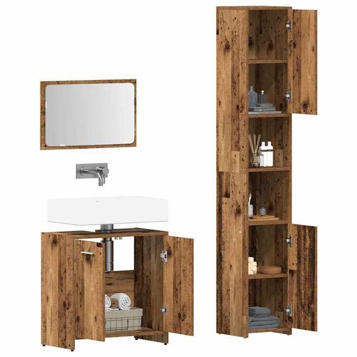 VidaXL Ensemble De Meubles Salle De Bain 3 Pcs Bois D'ingénierie, Armoire De Salle De Bain, Placard De Salle De Bain, Meuble 3328561