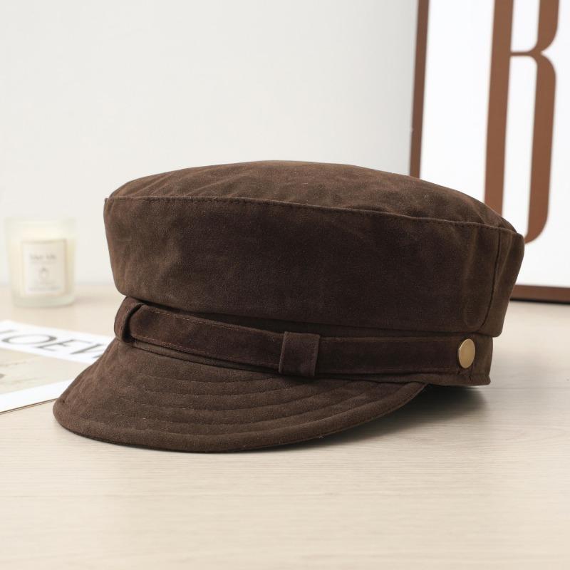 Women S Brown Flat Top Suede Like Korean Style Newsboy Cap
