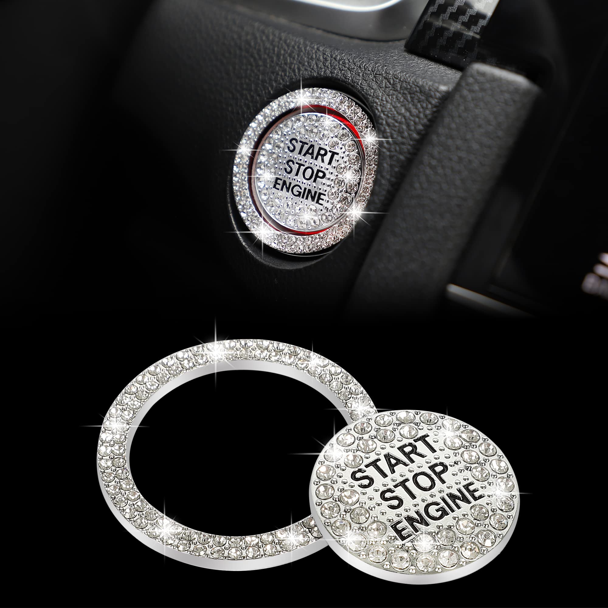 TOMALL Engine Start Button Rhinestone Car Engine Button Cover Button белый